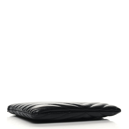 Saint Laurent Calfskin Matelasse Chevron Monogram Pouch Black 4 of 11