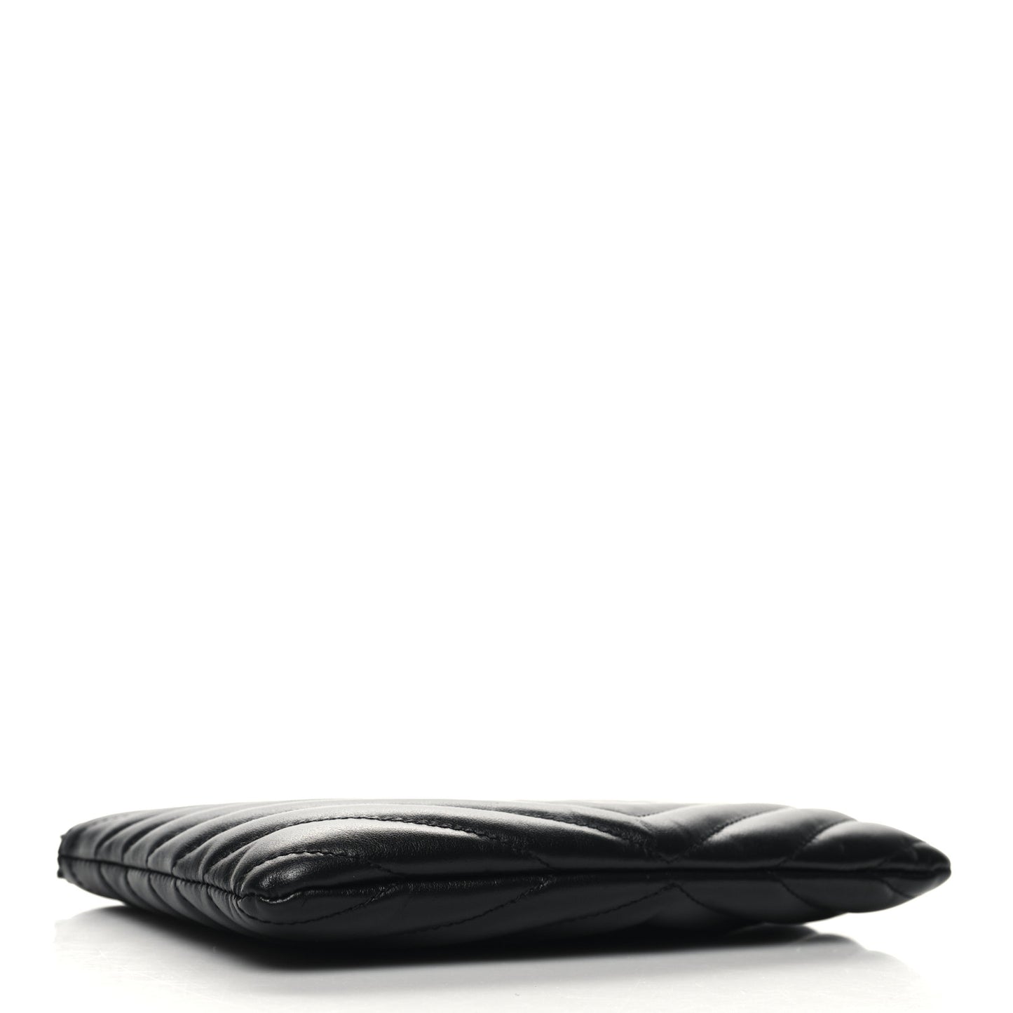 Calfskin Matelasse Chevron Monogram Pouch Black