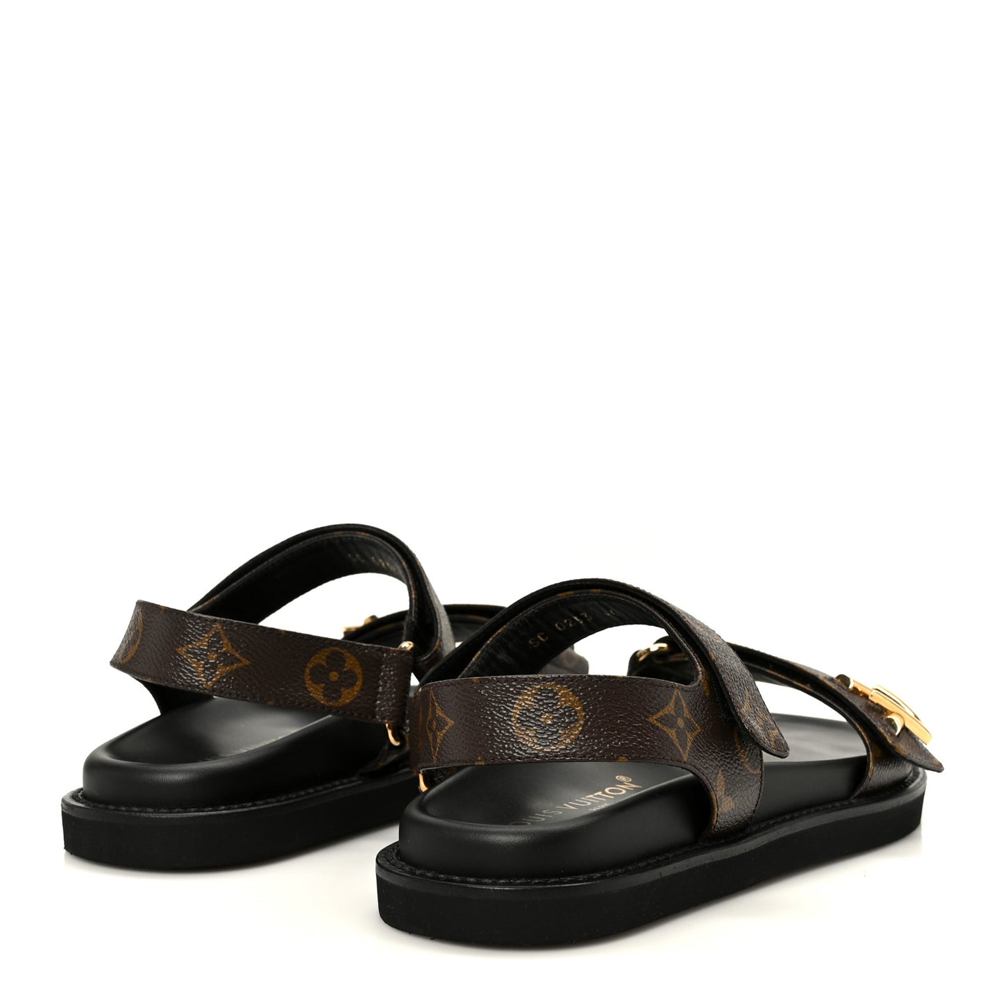 Monogram LV Sunset Comfort Flat Sandals 40 Cacao Brown