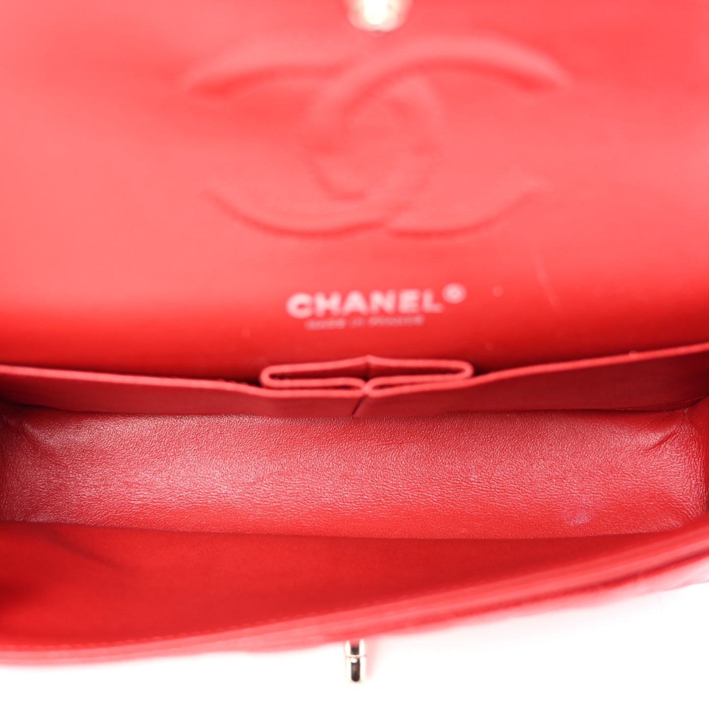 Caviar Quilted Medium Double Flap Red