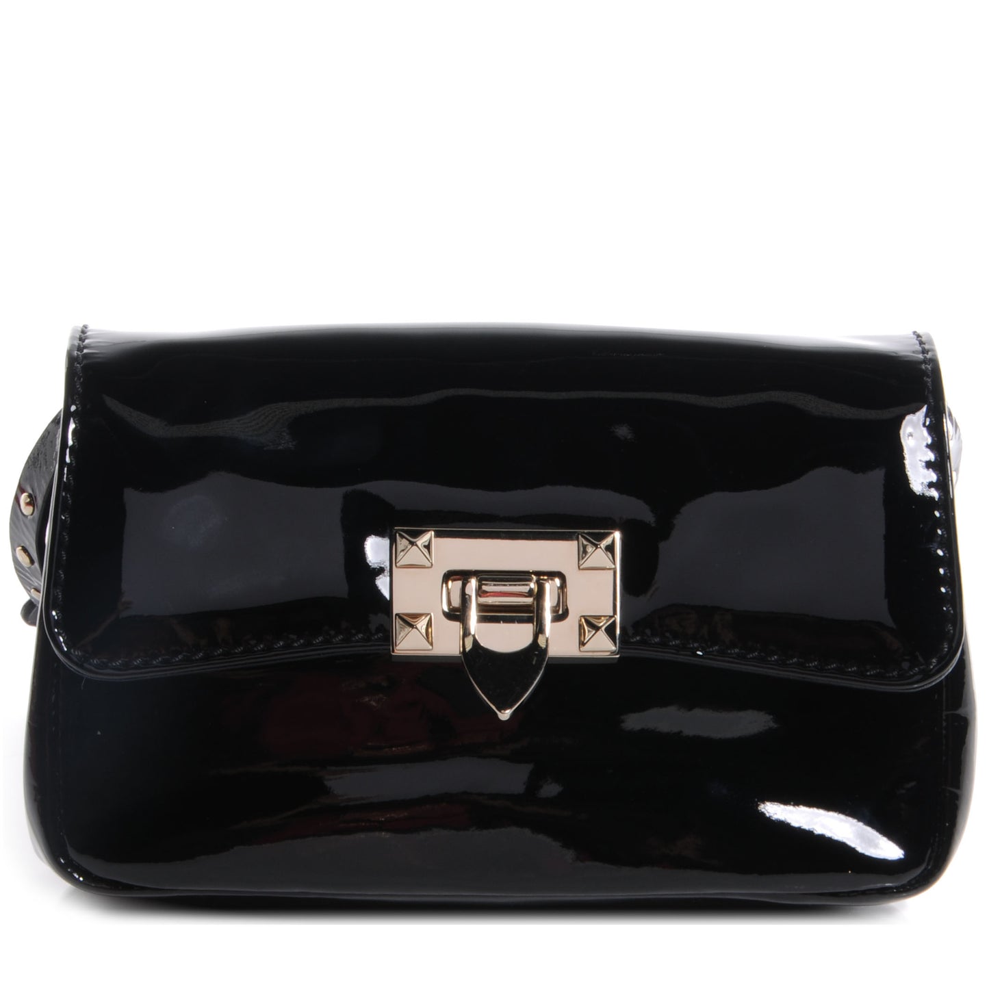 Patent Mini Rockstud Crossbody Bag Black