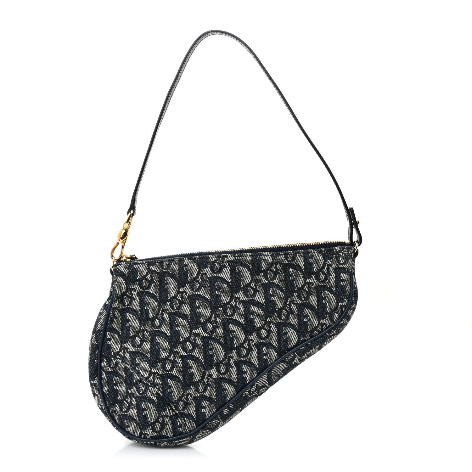 Christian Dior Monogram Mini Saddle Pochette Navy 1 of 10