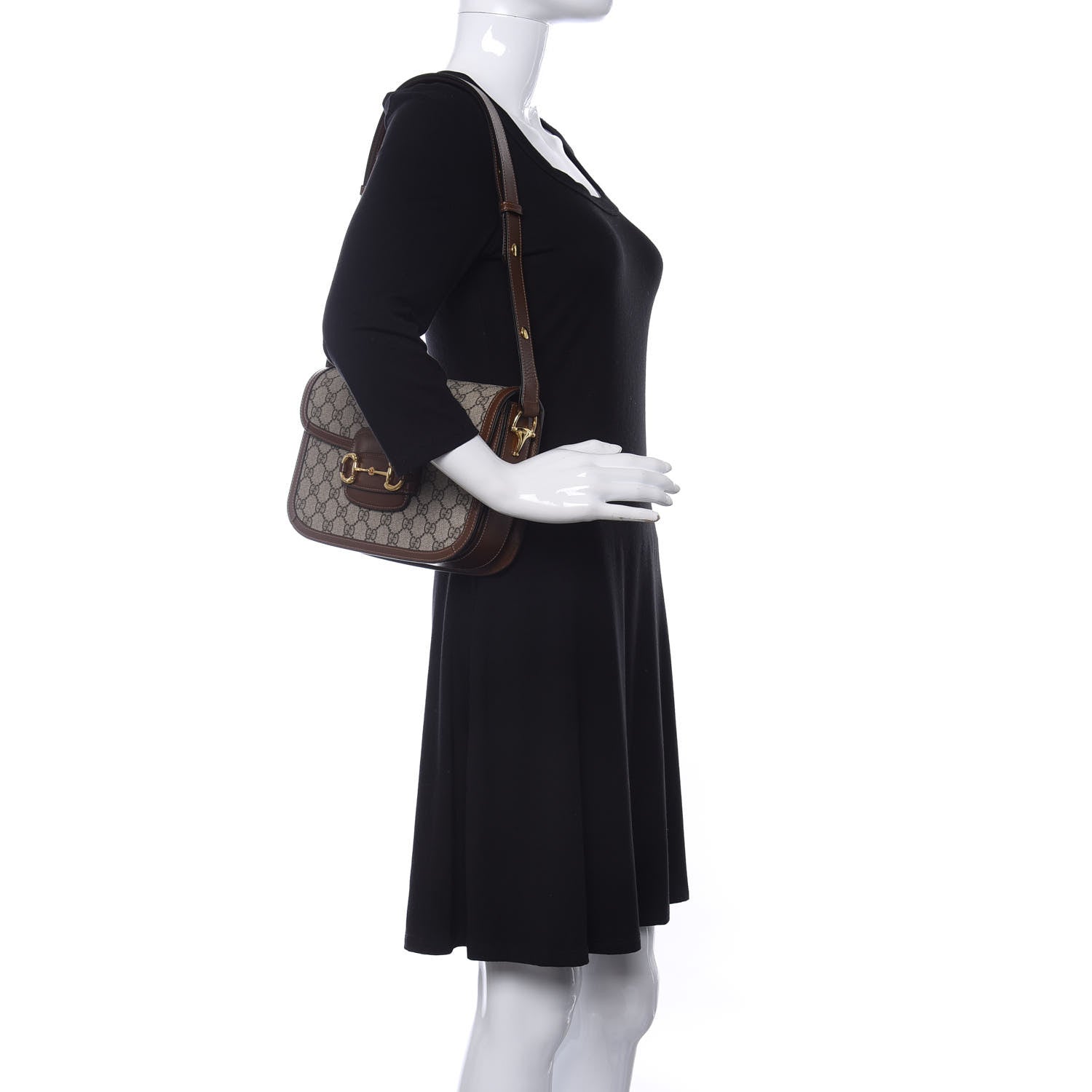 Gucci GG Supreme Monogram Horsebit 1955 Shoulder Bag Beige Brown Sugar 2 of 10