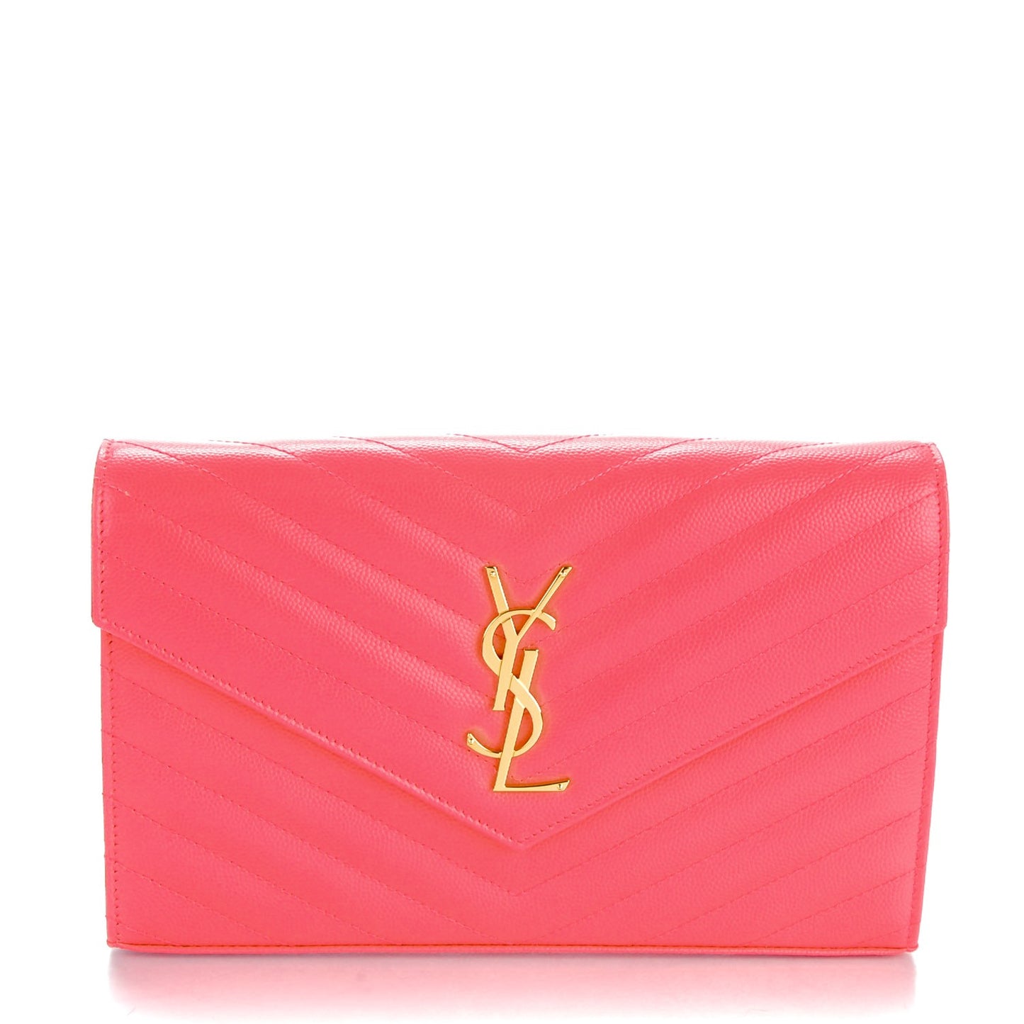 Grain De Poudre Matelasse Chevron Monogram Chain Wallet Rose Clair