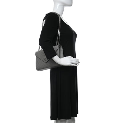 Saint Laurent Grain De Poudre Textured Mixed Matelasse Medium Triquilt Monogram Satchel New Stone 2 of 11