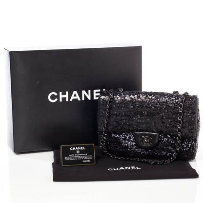 Chanel Sequin Lambskin Medium Moonlight on Water Flap Black 11 of 11