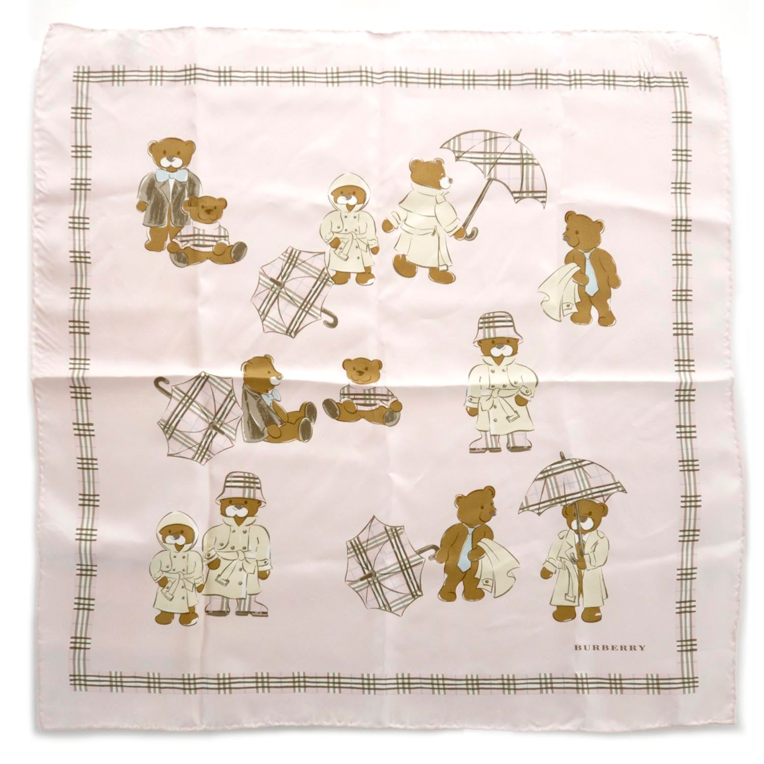 Burberry Silk Nova Check Teddy Bear Scarf Pink 1 of 8