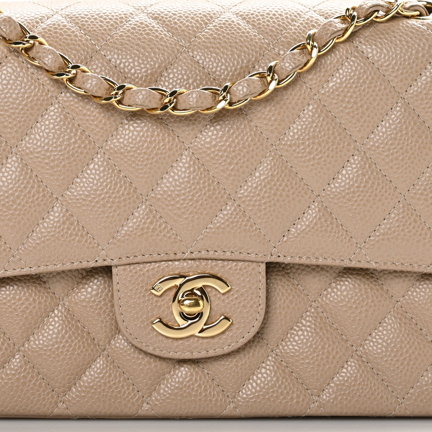 Chanel Caviar Quilted Medium Double Flap Dark Beige 8 of 11