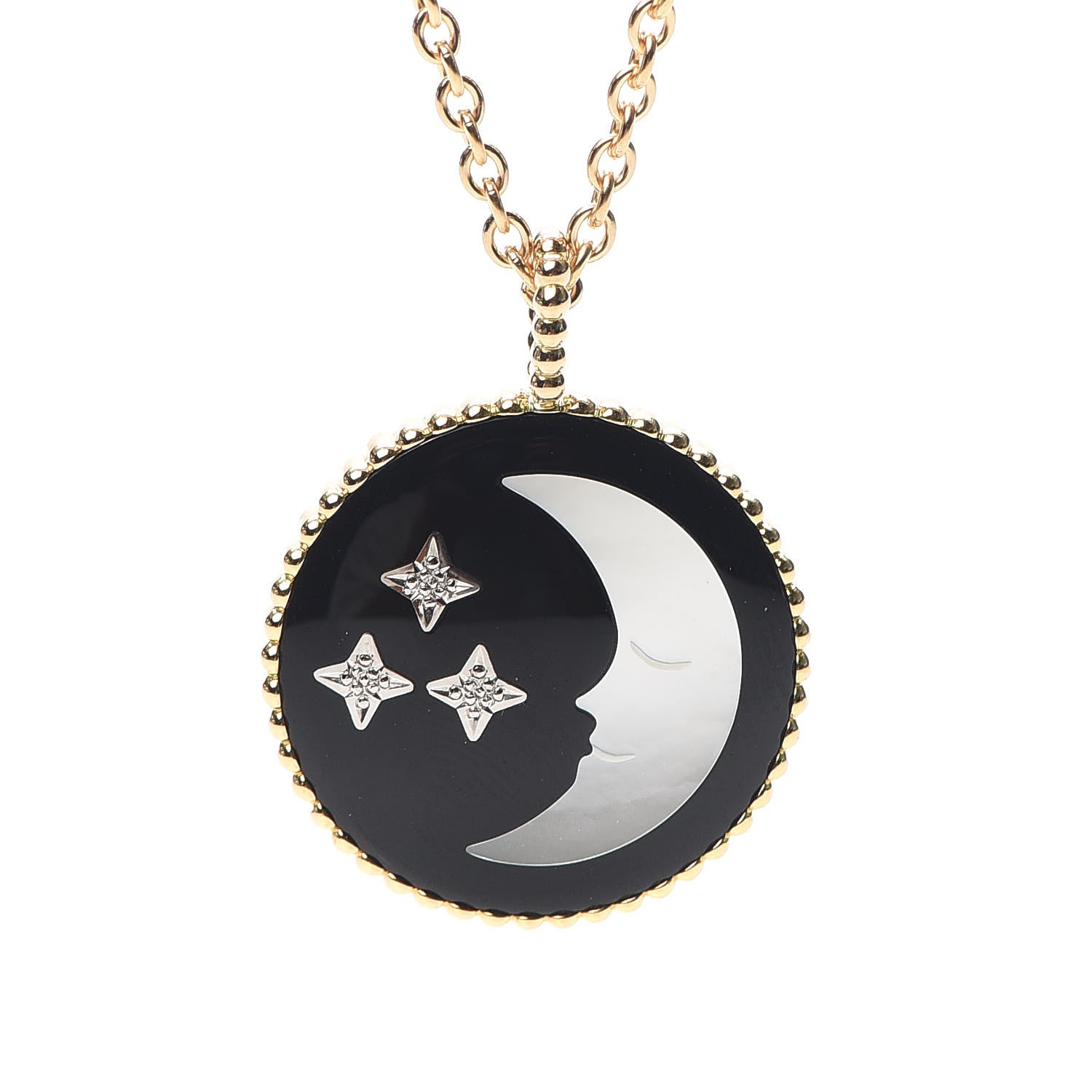 Christian Dior 18K Yellow White Gold Diamond Black Onyx Mother of Pearl Rose Celeste Medallion Pendant Necklace 4 of 8