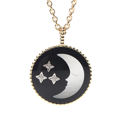 Christian Dior 18K Yellow White Gold Diamond Black Onyx Mother of Pearl Rose Celeste Medallion Pendant Necklace 4 of 8