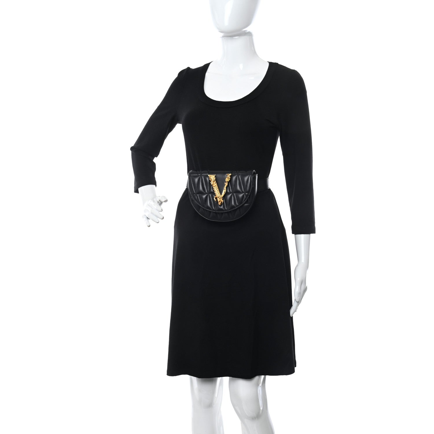 Versace Nappa Quilted Virtus Belt Bag Black 2 of 9