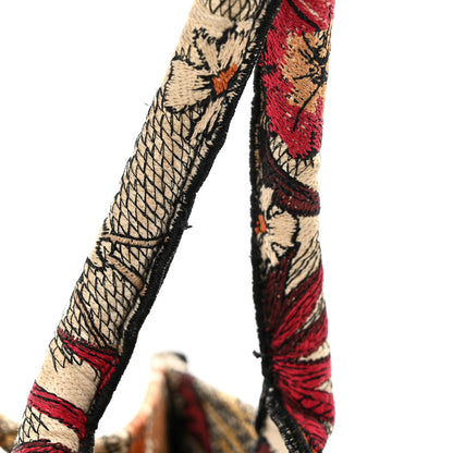 Christian Dior Canvas Embroidered Phoenix Medium Book Tote Red Multicolor 13 of 13