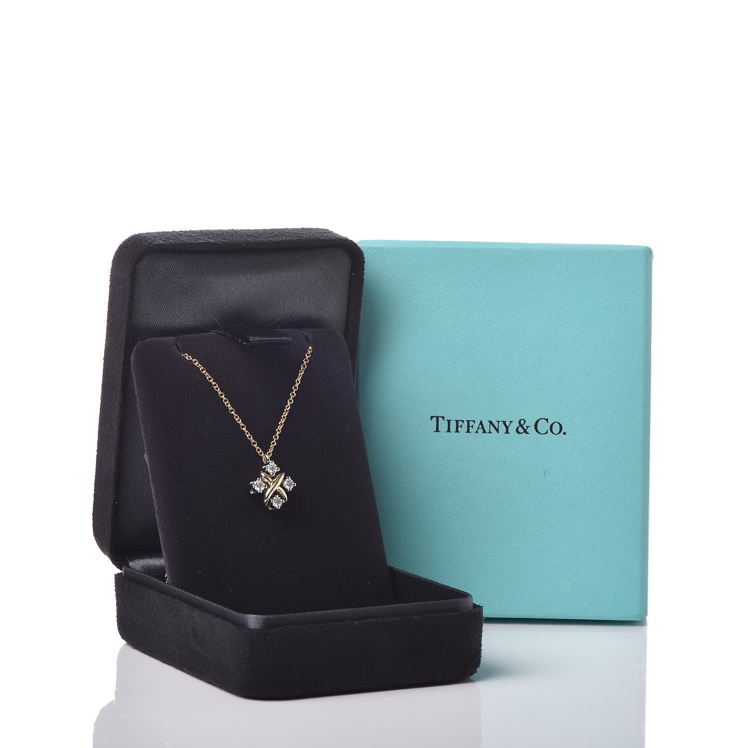 Tiffany Platinum 18K Yellow Gold Diamond Schlumberger Lynn Pendant Necklace 7 of 7