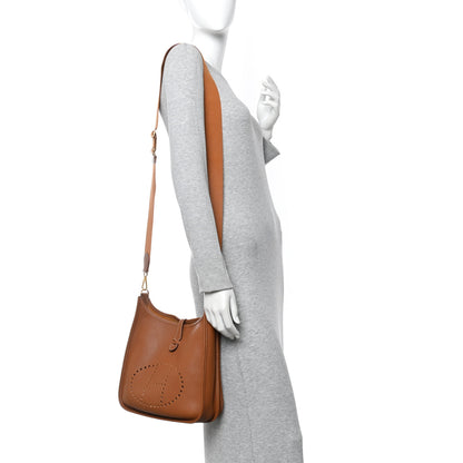 Hermes Taurillon Clemence Evelyne III PM Gold 2 of 9