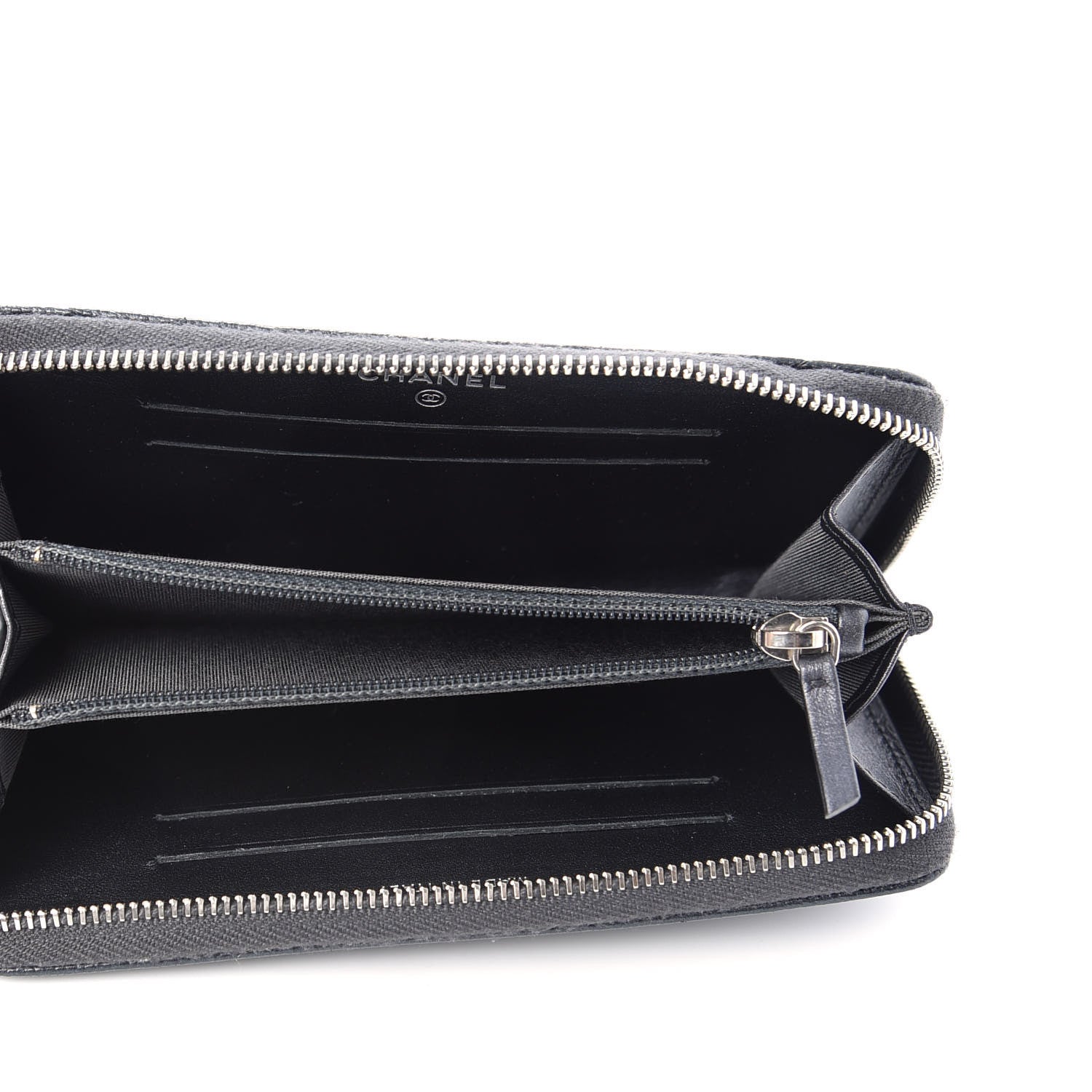 Chanel Metallic Caviar Quilted Medium Maxi CC Zip Around Wallet Black 5 of 9