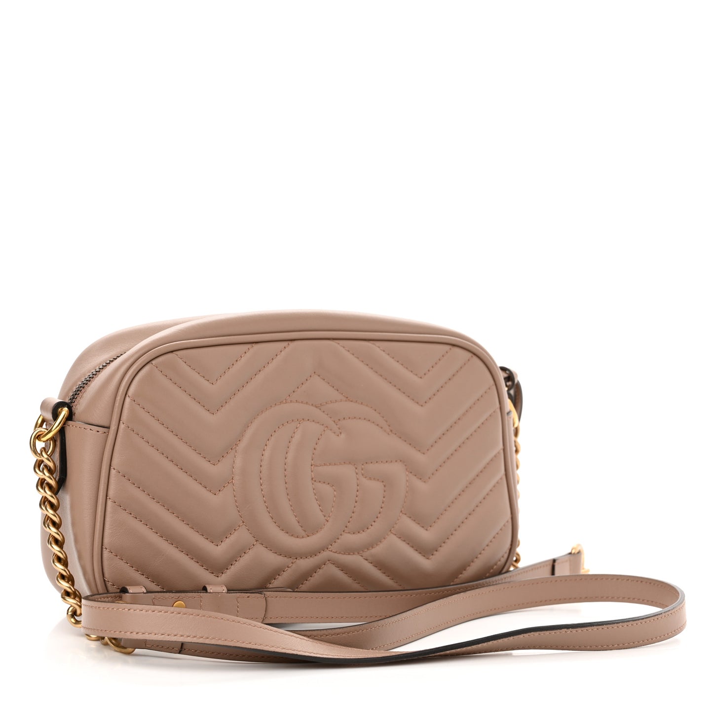 Calfskin Matelasse Small GG Marmont Chain Shoulder Bag Porcelain Rose