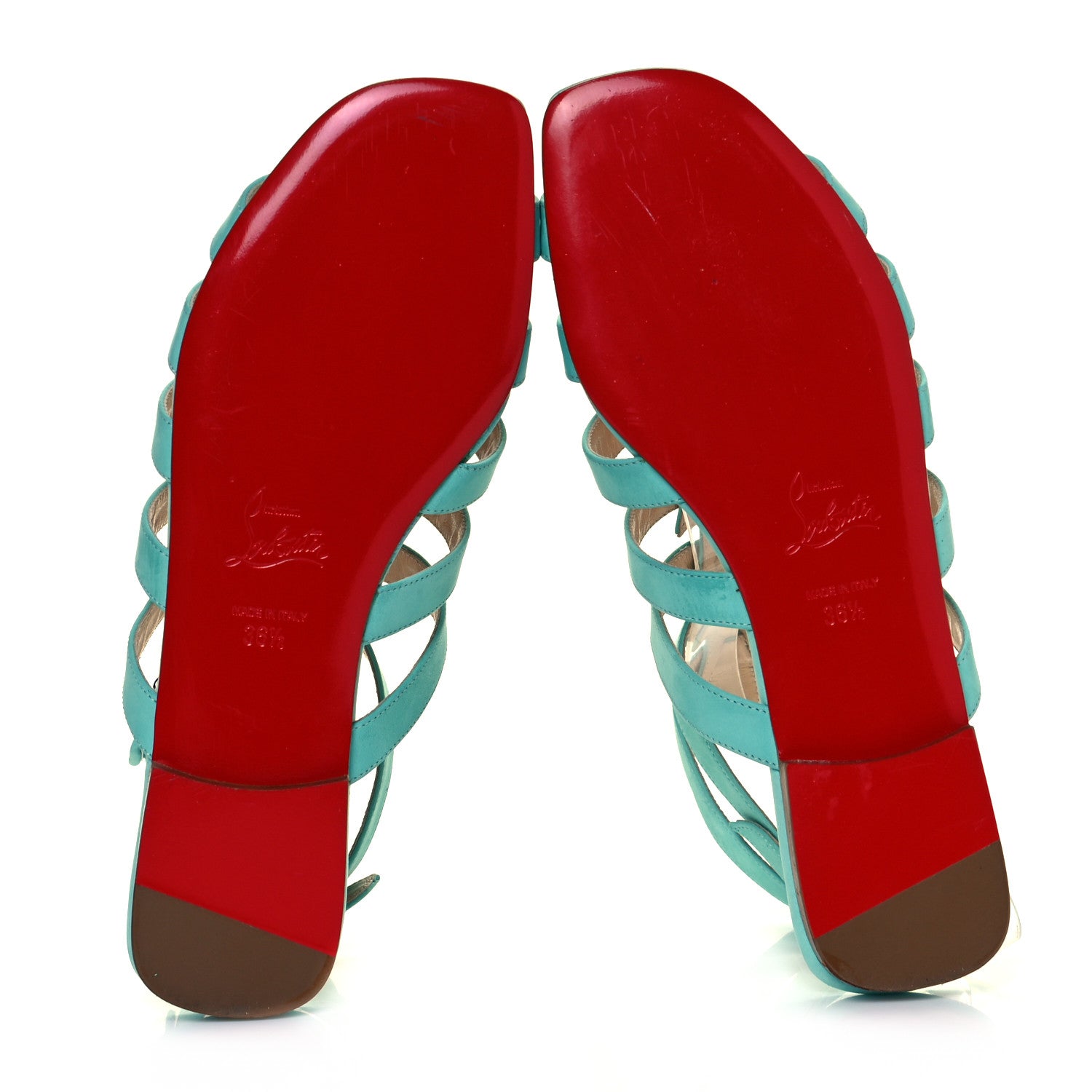 Christian Louboutin Calf Nubuck Neronna Flat Sandals 36.5 Aquamarine 5 of 10
