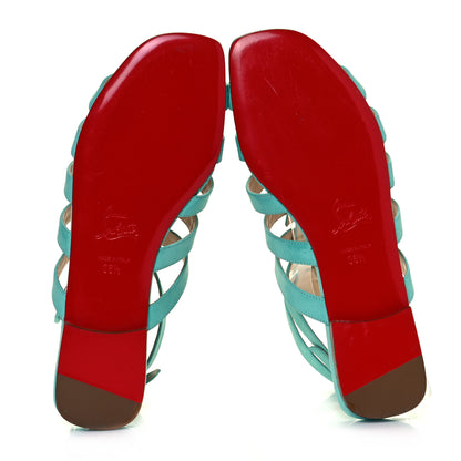 Christian Louboutin Calf Nubuck Neronna Flat Sandals 36.5 Aquamarine 5 of 10