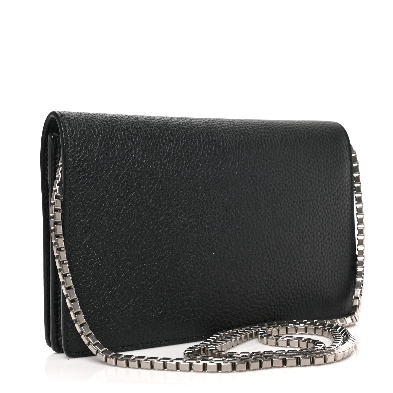 Balenciaga Grained Calfskin Classic Silver Hardware Wallet on Chain Black 3 of 8