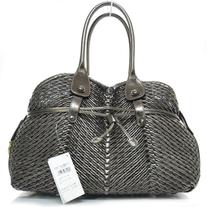 FASHIONPHILE SALVATOREFERRAGAMOLeatherStrawWovenTote 1 of 9