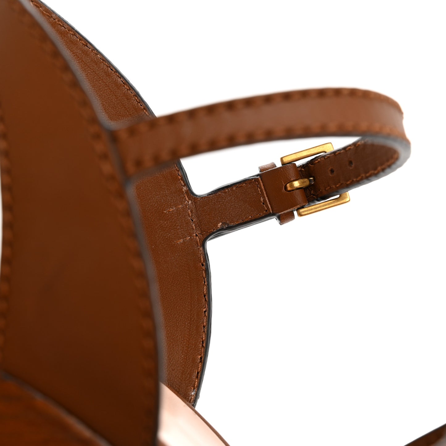 Cosmos Softy Calfskin Wooden Interlocking G Cut-Out 30/120mm Platform Sandals 37.5 Cuir
