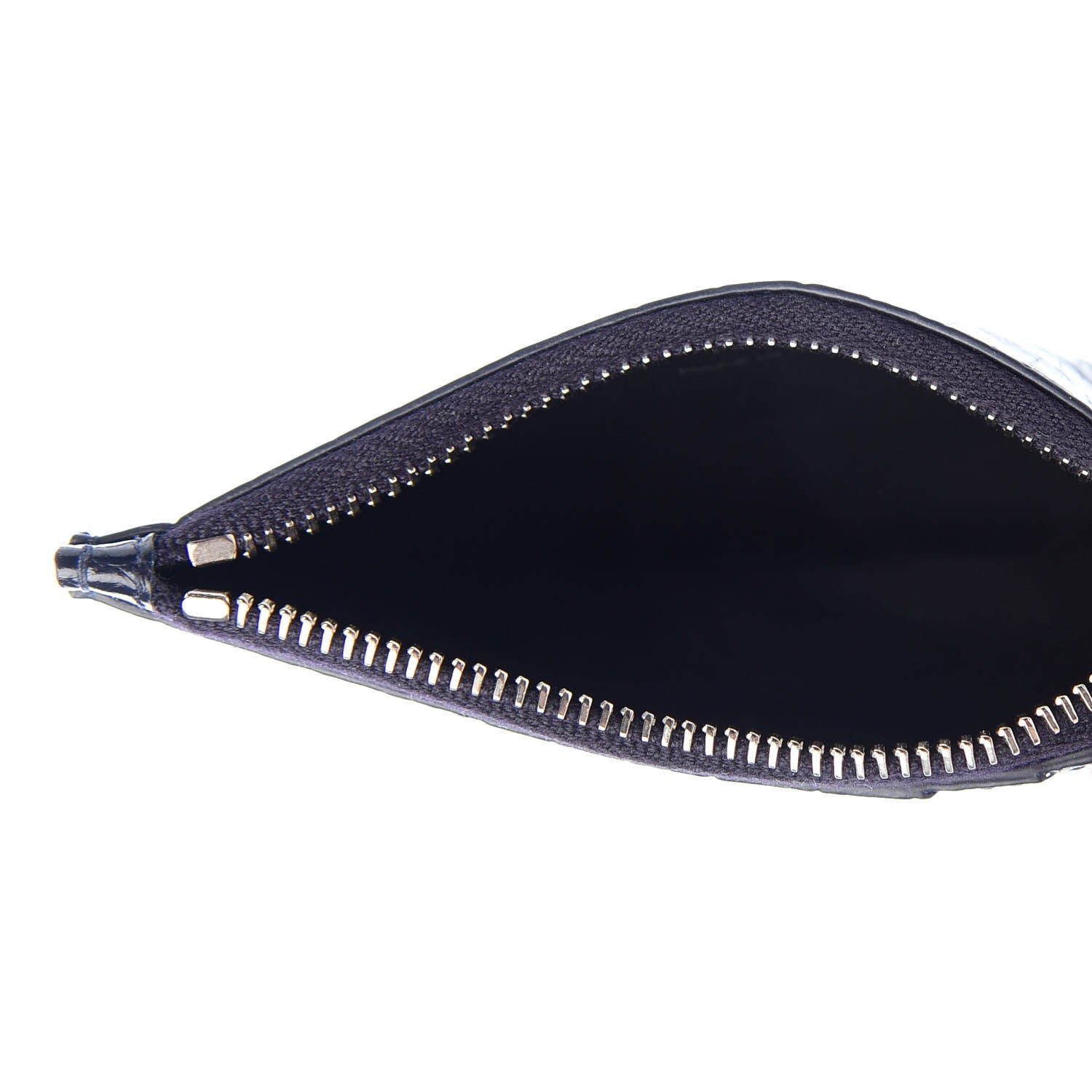 Saint Laurent Calfskin Crocodile Embossed 5 Fragments Zip Pouch Card Holder Blue Marine 5 of 8
