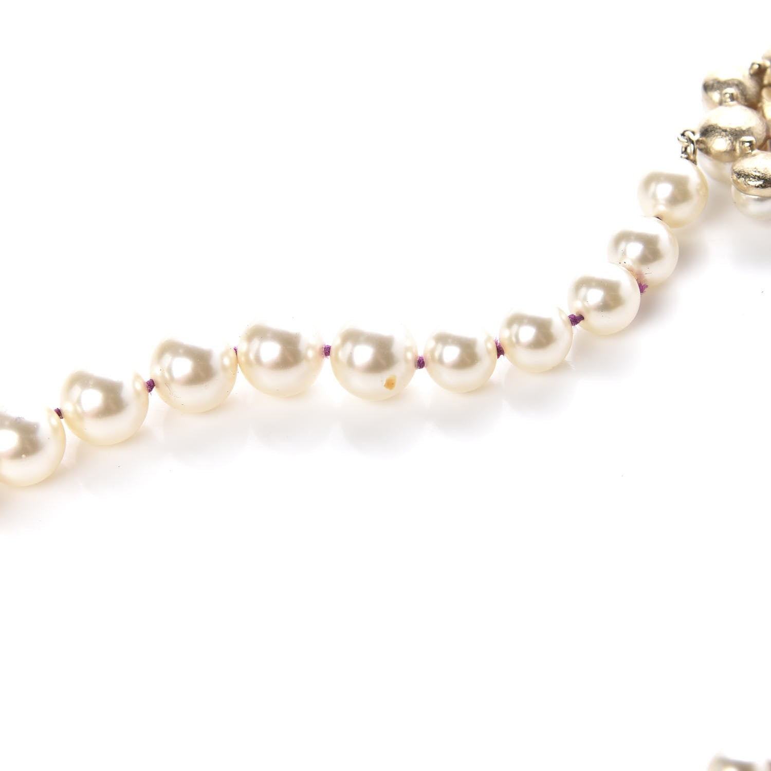 Chanel Pearl Crystal Gripoix CC Long Necklace Gold Pearly White Red 7 of 8