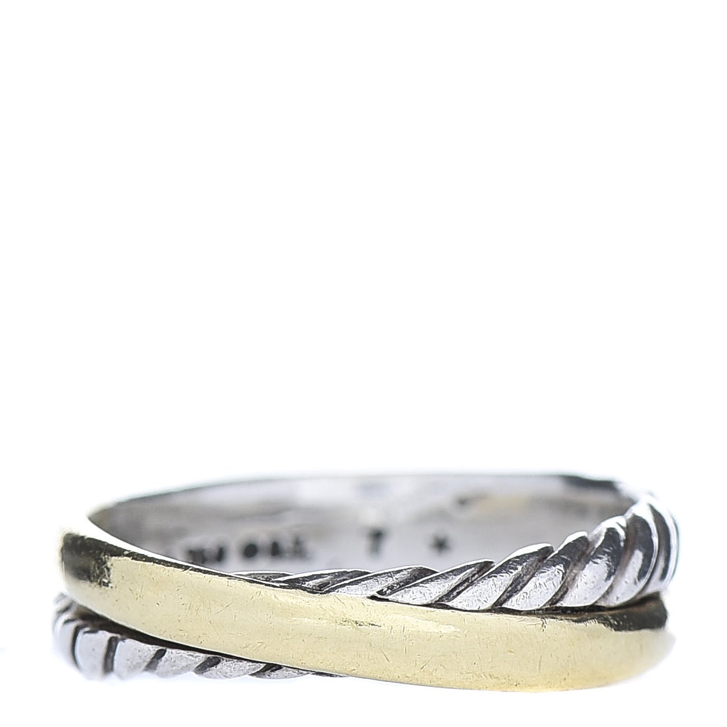 Sterling Silver 14K Yellow Gold Single Crossover Ring 54 7