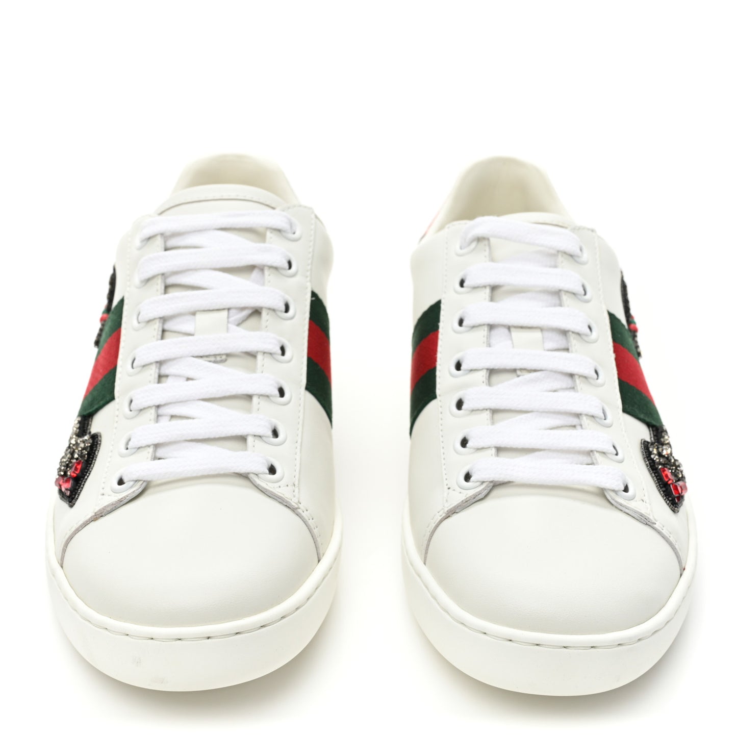 Calfskin Web Studded Womens Arrow Ace Sneakers 35.5 White