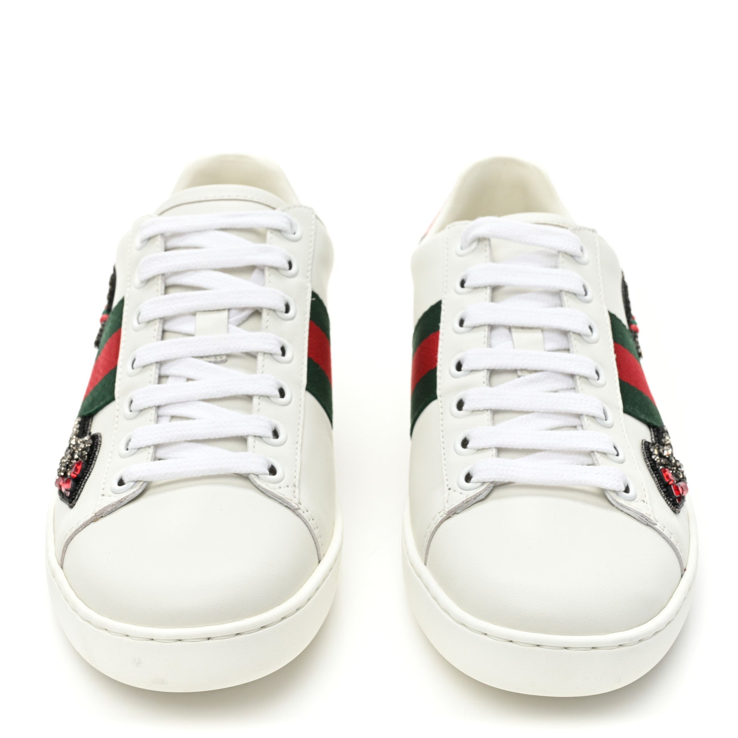 Gucci Calfskin Web Studded Womens Arrow Ace Sneakers 35.5 White 2 of 10