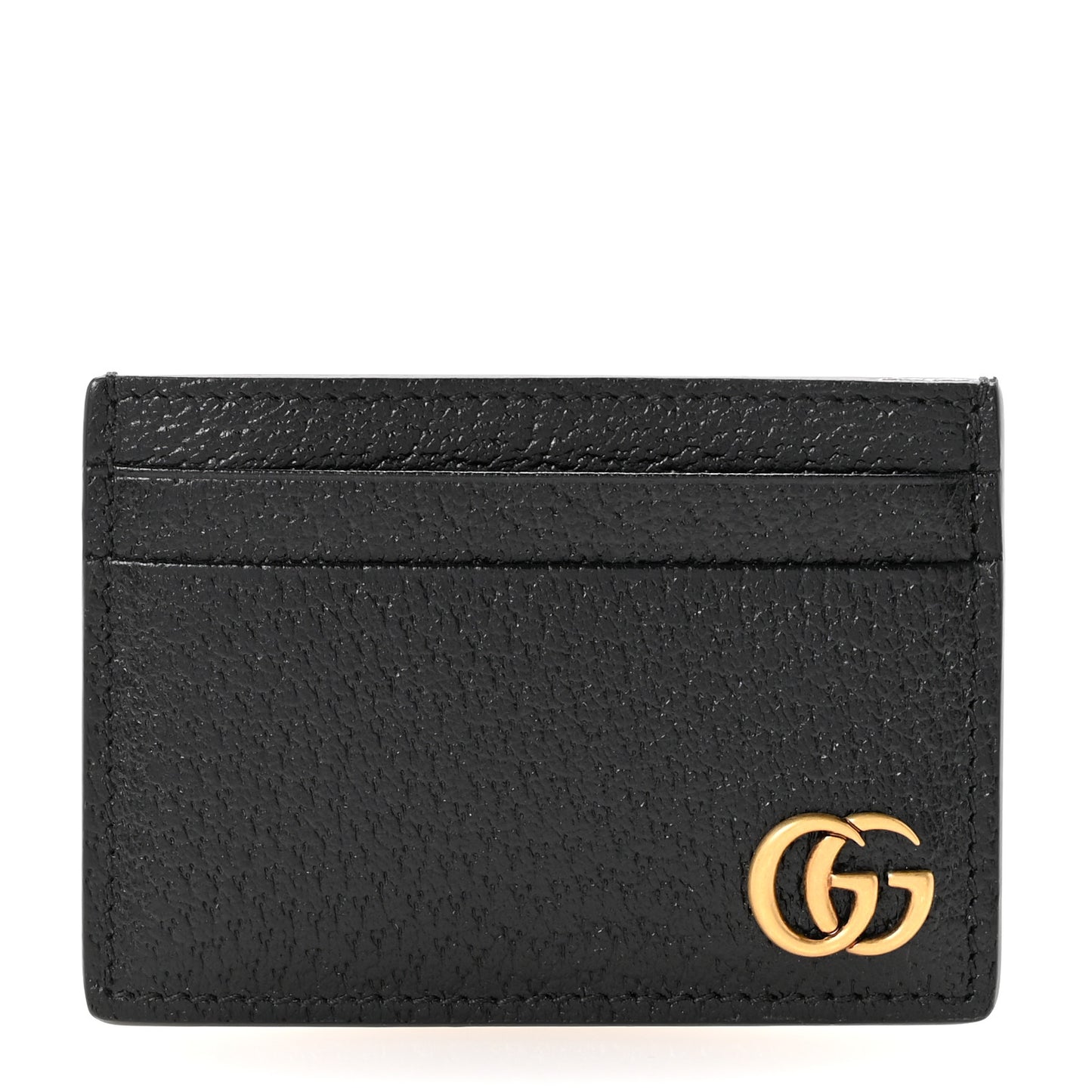 Calfskin Boar Effect GG Marmont Card Holder Money Clip Black Black