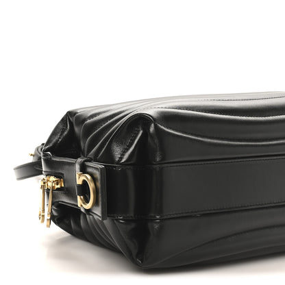 Salvatore Ferragamo Calfskin Quilted Bowling Top Handle Shoulder Bag Black 9 of 9