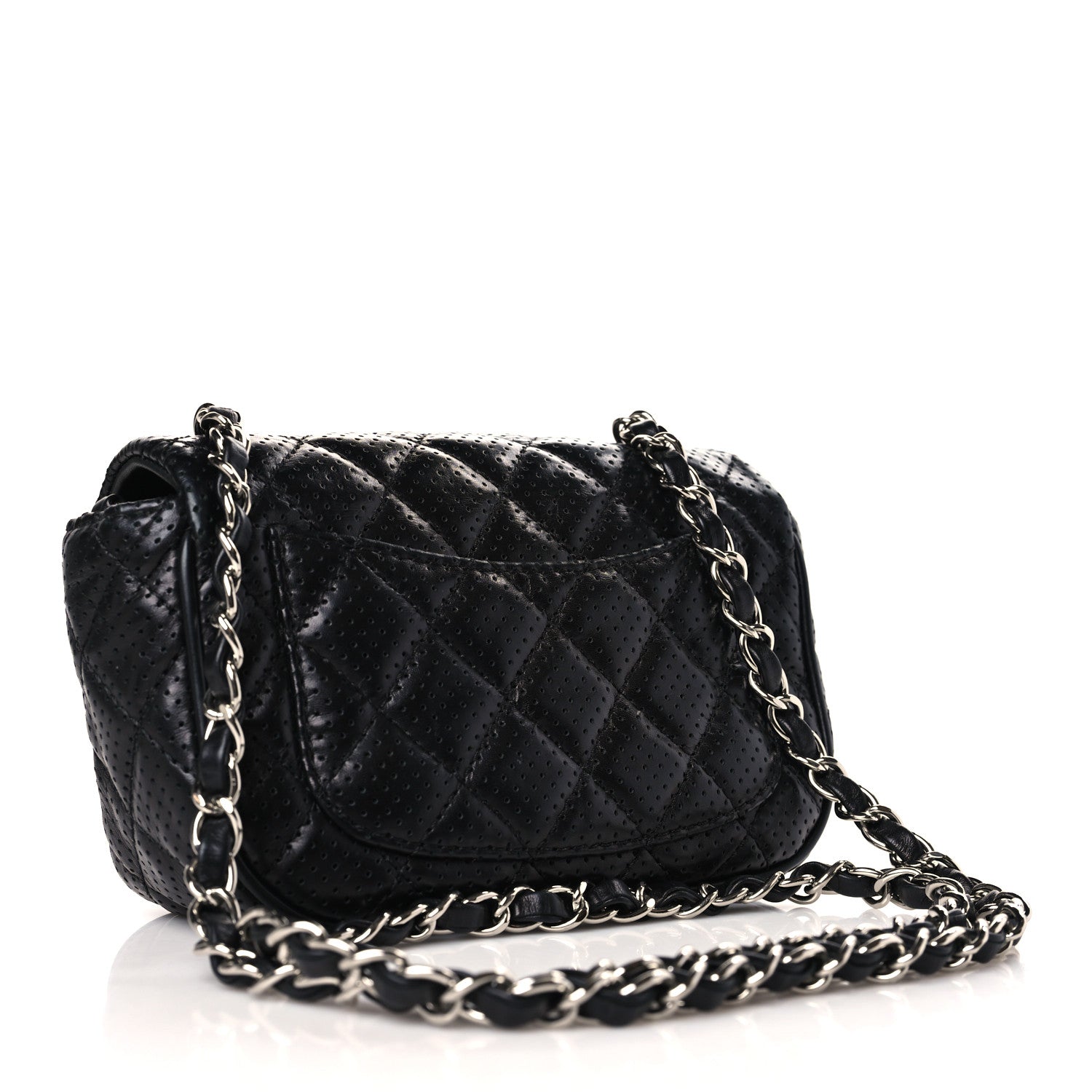 Chanel Lambskin Perforated Mini Rectangular Flap Black 3 of 11