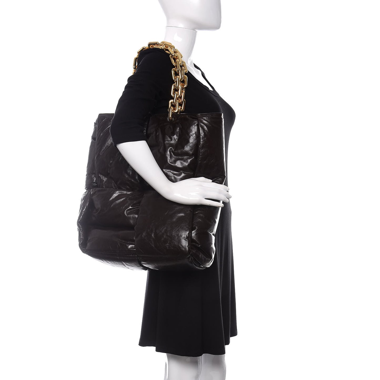 Calfskin Maxi Intrecciato Puffy Chain Tote Bag Fondente