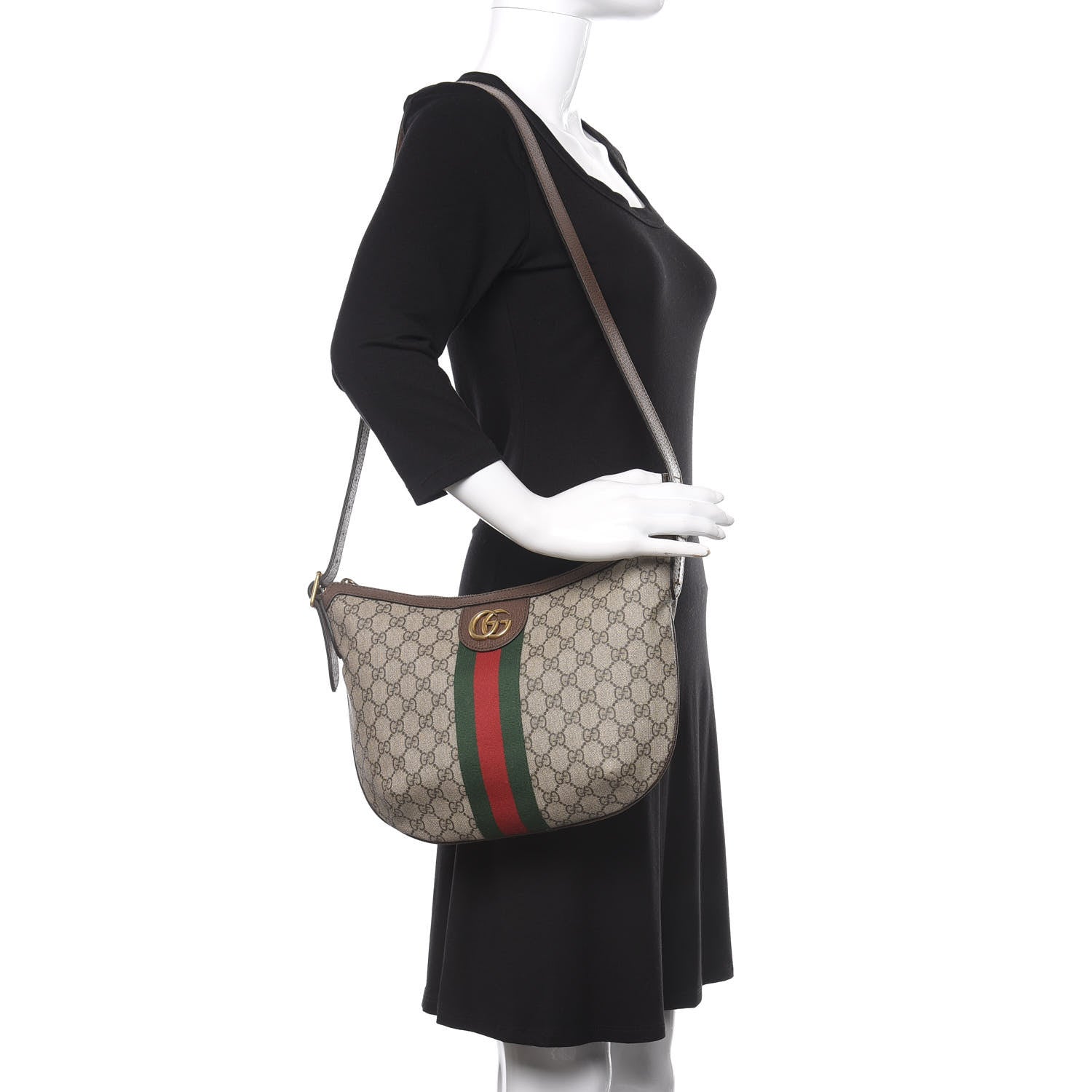 Gucci GG Supreme Monogram Web Small Ophidia Half Moon Hobo Brown 2 of 13