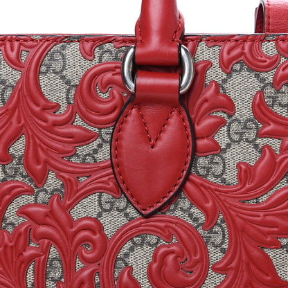 Gucci GG Supreme Monogram Arabesque Large Top Handle Bag Beige Hibiscus Red 9 of 9