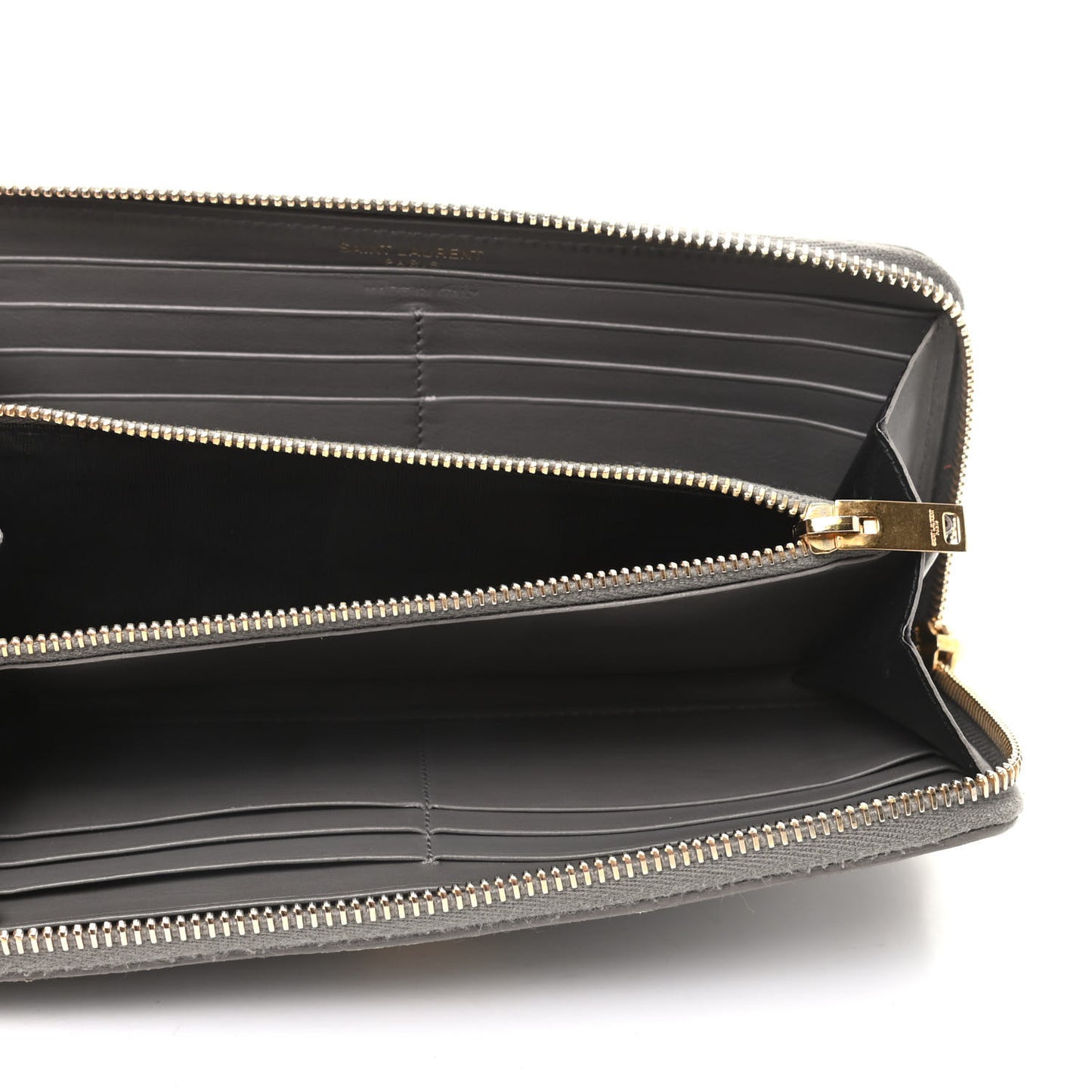 Calfskin Crocodile Embossed Monogram Zip Around Wallet Gray