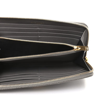 Saint Laurent Calfskin Crocodile Embossed Monogram Zip Around Wallet Gray 5 of 8