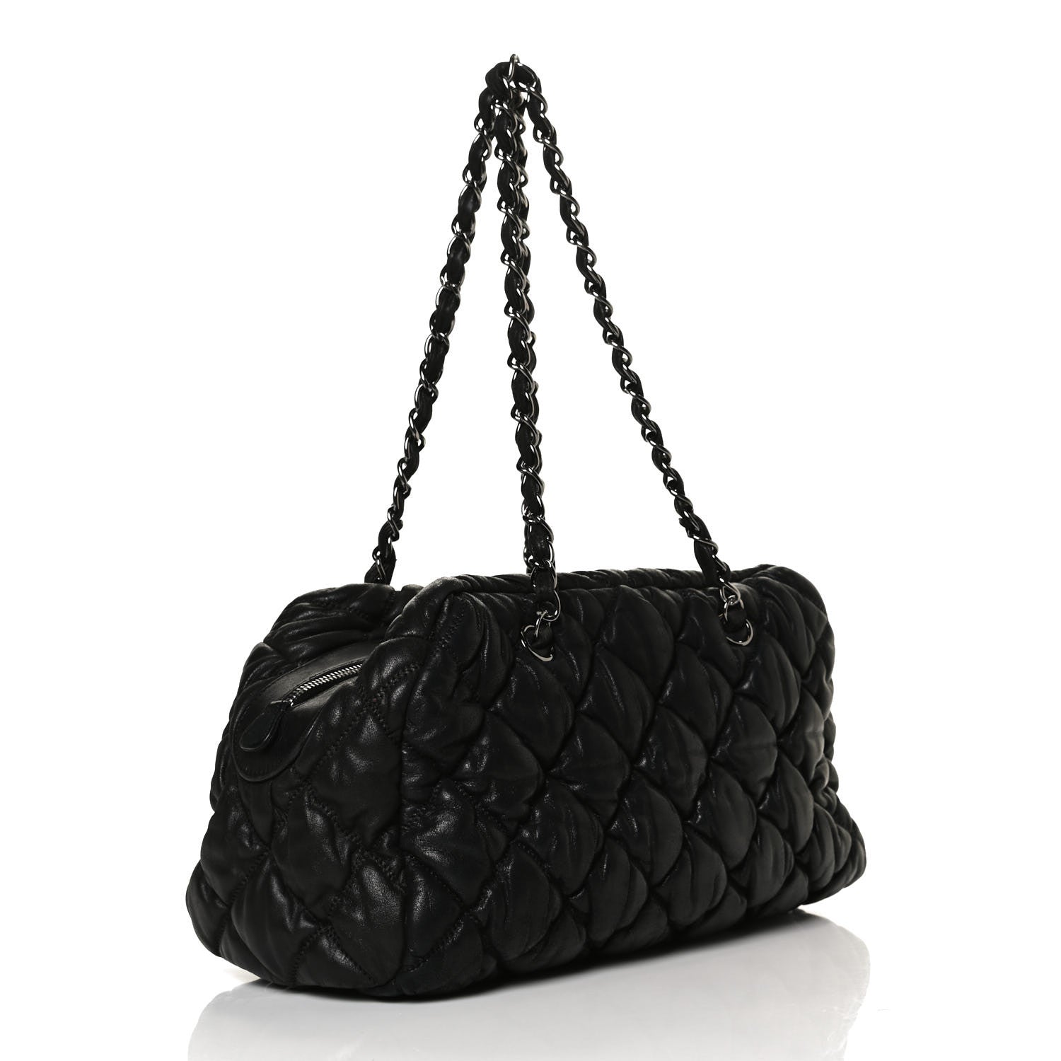 Chanel Calfskin Bubble Quilt Bowler Black 5 of 27