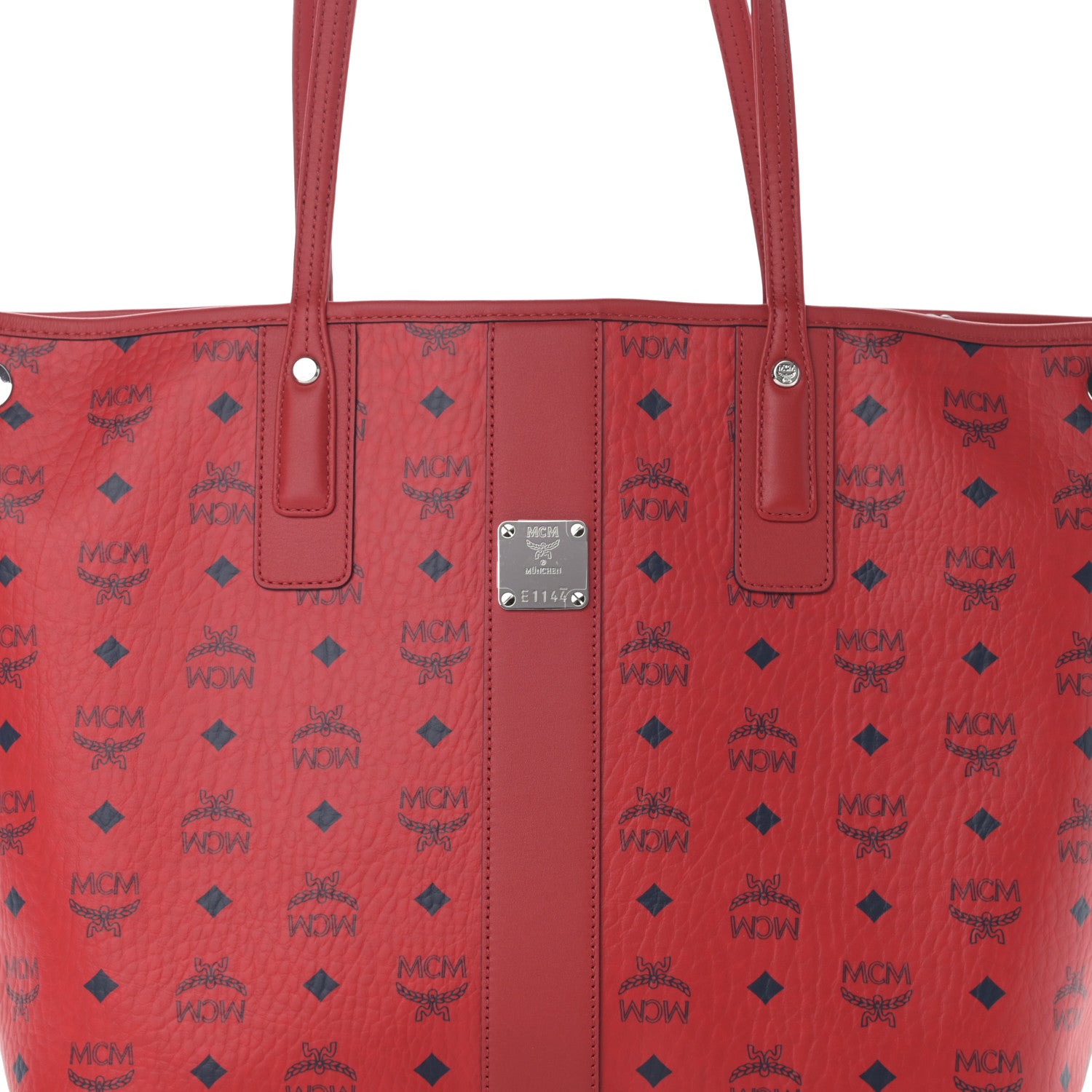 MCM Visetos Medium Liz Reversible Shopper Tote Ruby Red 11 of 15