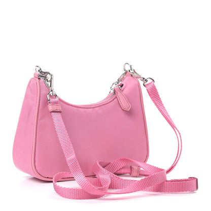 Prada Tessuto Nylon Saffiano Mini Re-Edition 2000 Shoulder Bag Begonia 3 of 9