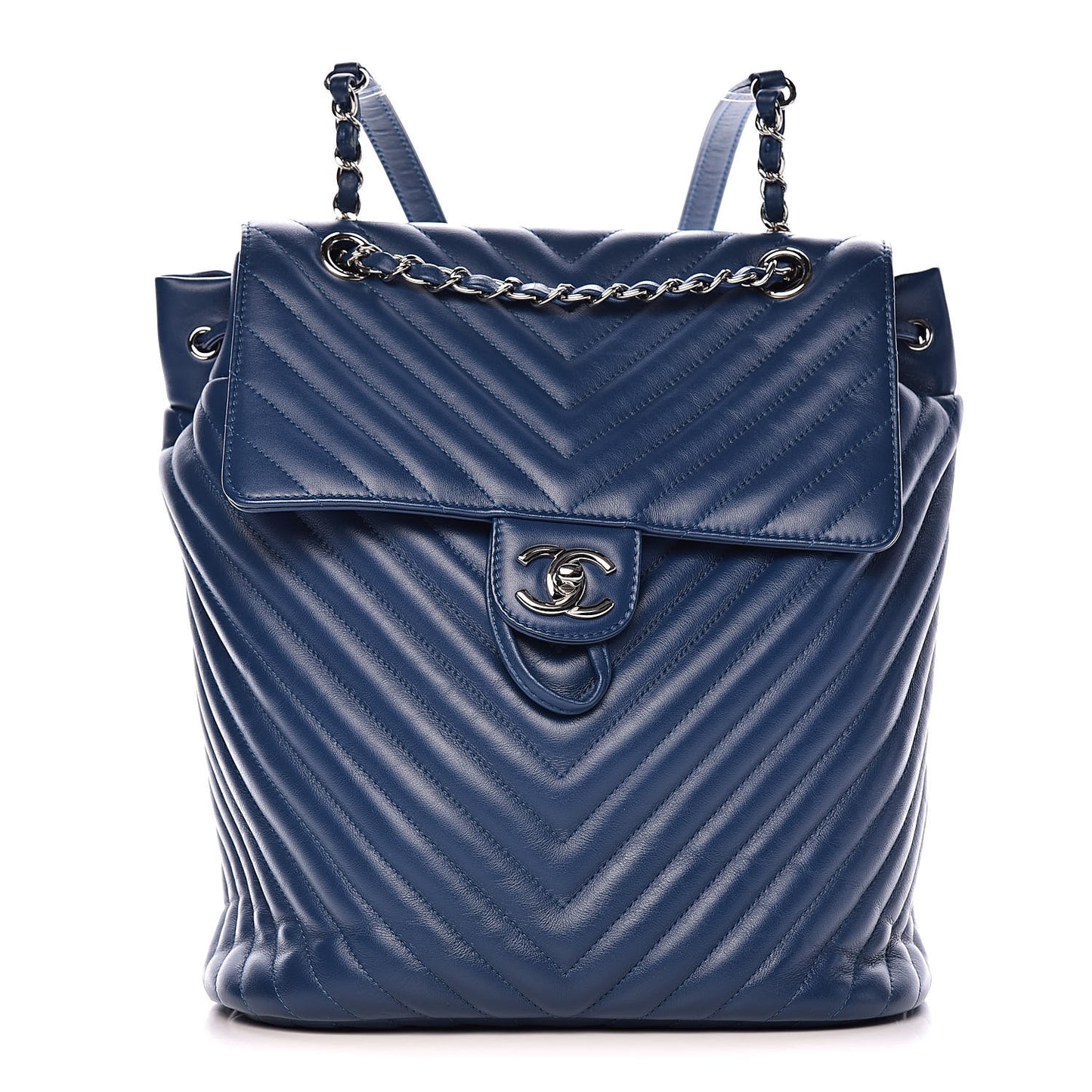 Calfskin Chevron Quilted Large Urban Spirit Backpack Blue