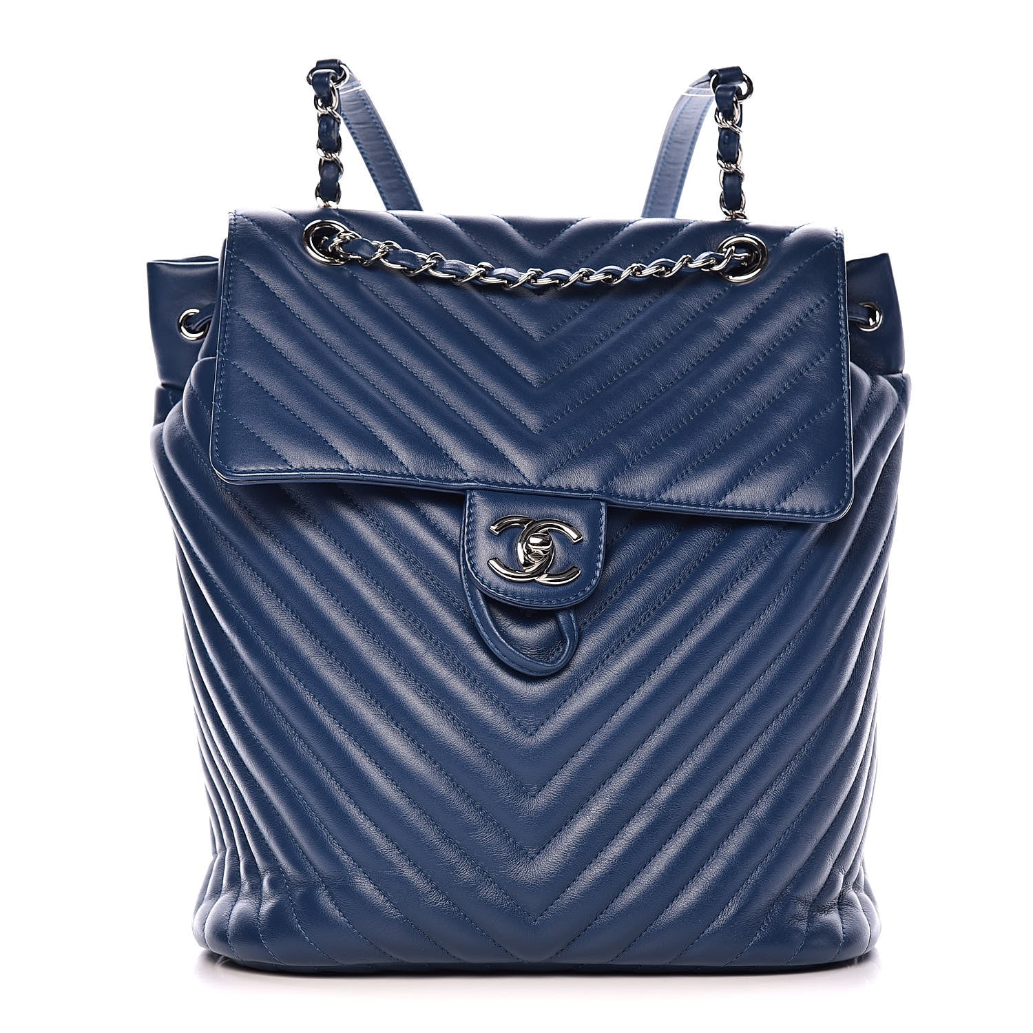 Chanel Calfskin Chevron Quilted Large Urban Spirit Backpack Blue 1 of 11