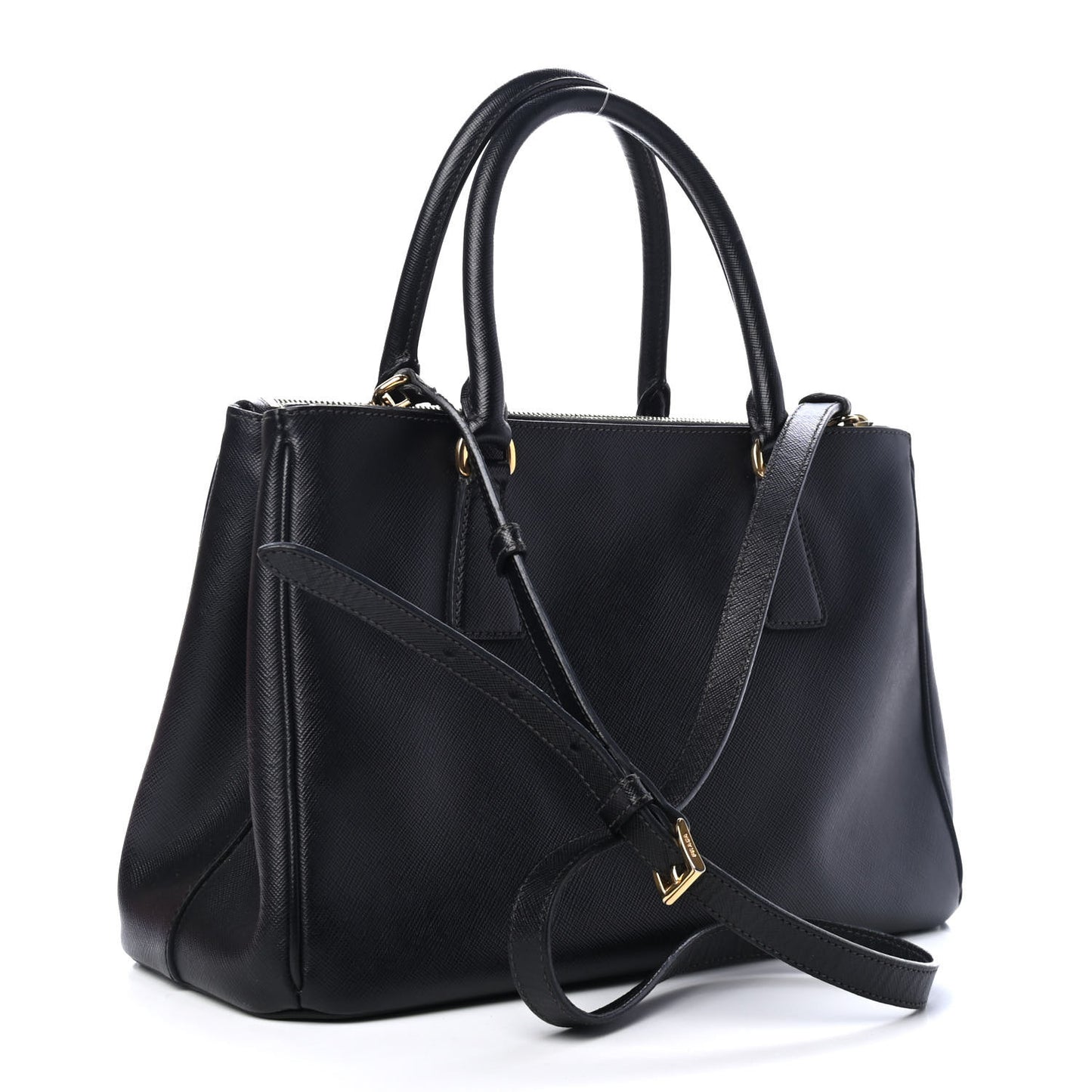 Saffiano Small Galleria Double Zip Tote Black