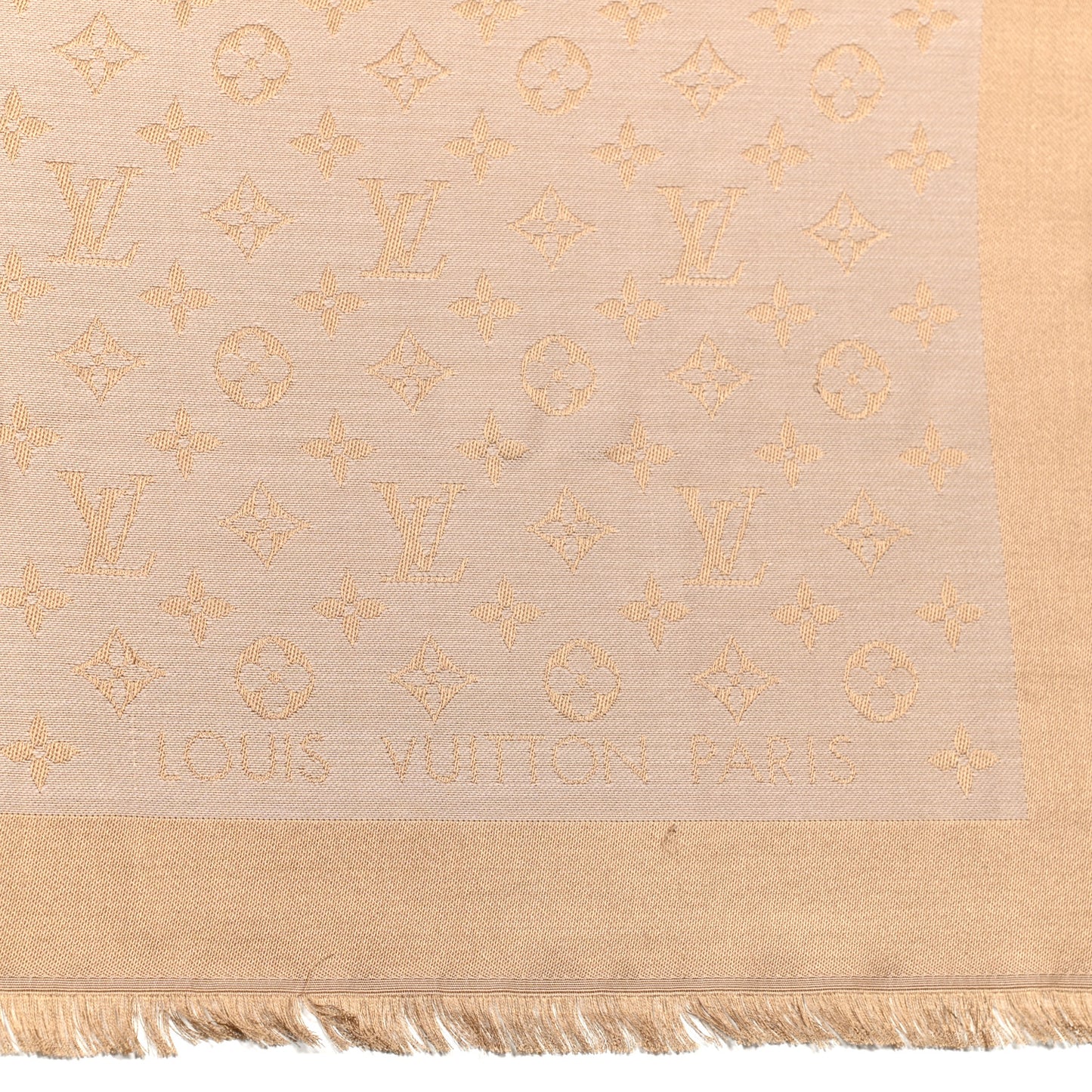 Silk Wool Monogram Denim Shawl Beige Rose