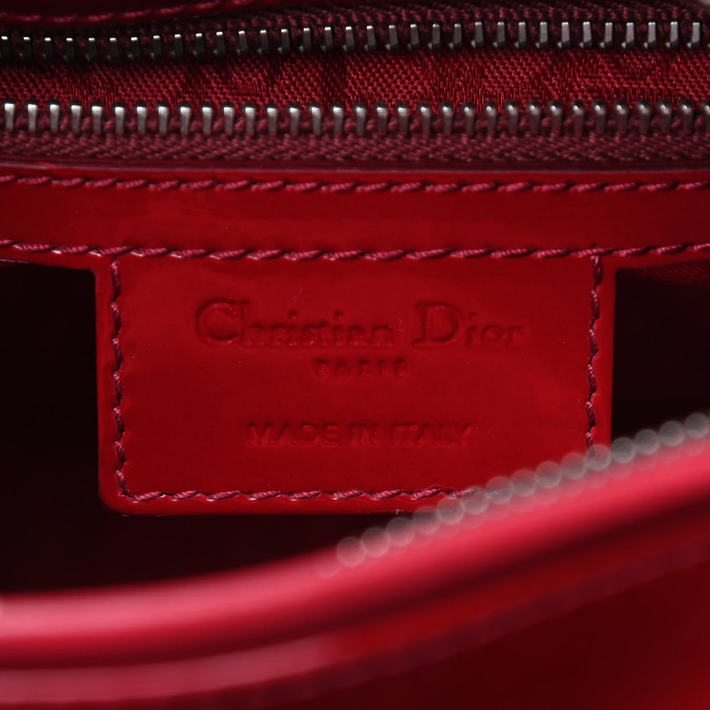 Patent Cannage Medium Lady Dior Red