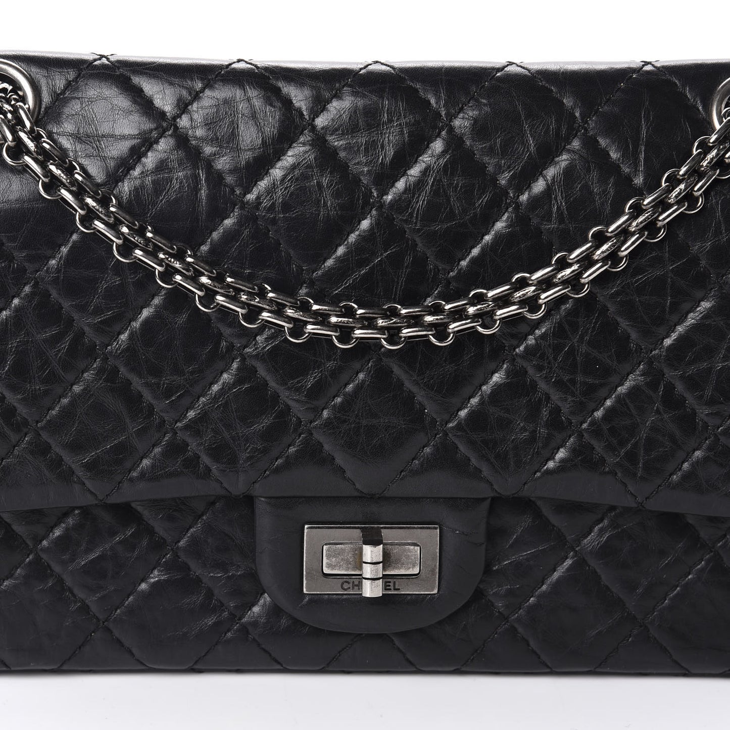 Aged Calfskin Quilted 2.55 Reissue 225 Flap Black