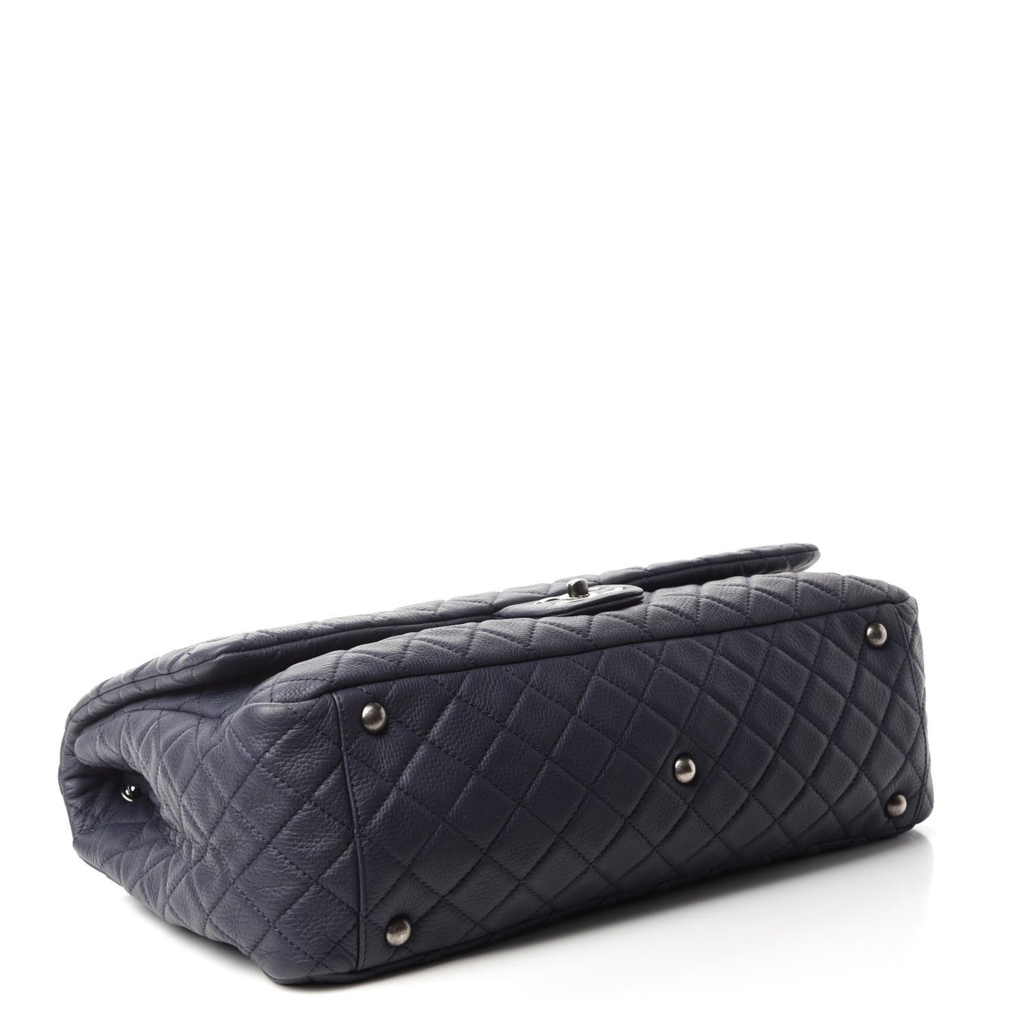 Calfskin Quilted XXL Travel Flap Bag Navy
