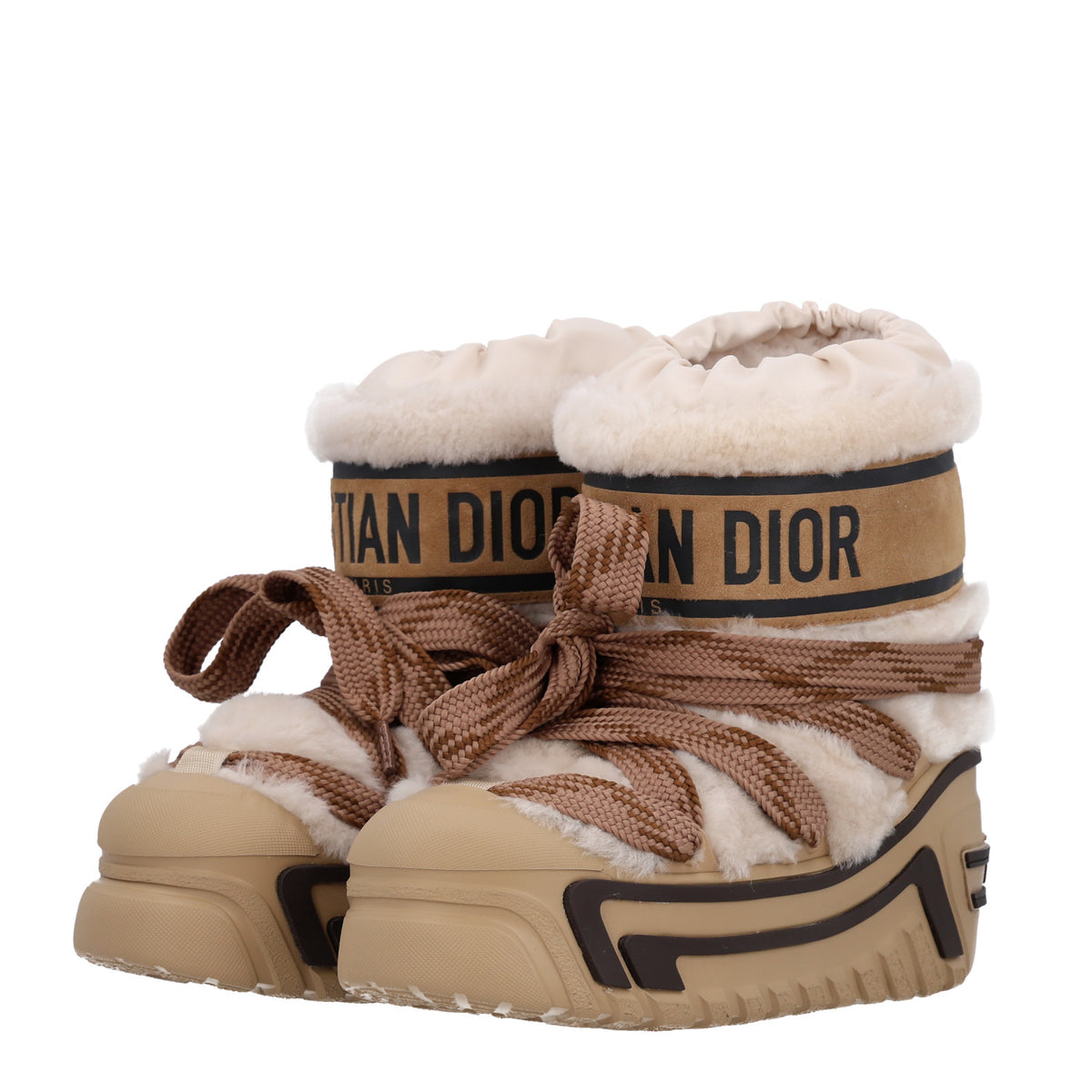 Shearling Suede Lambskin DiorAlps Snow Ankle Boot 37-38 Chestnut