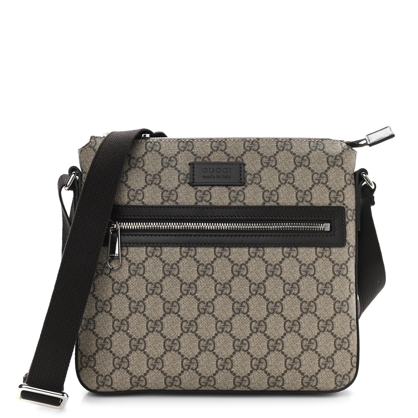 GG Supreme Monogram Selleria Calfskin Small Flat Messenger Bag Beige Ebony Cocoa Marrone Scuro